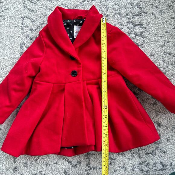 Cat and Jack Toddler Girl Red Pea Coat 2T - Picture 3 of 6